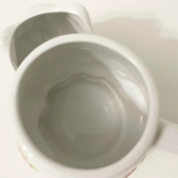 Vtg White Ceramic Kitty Cat Pink Flowers  Tea Bag Holder Cup Mug Small Chip - Picture 9 of 16